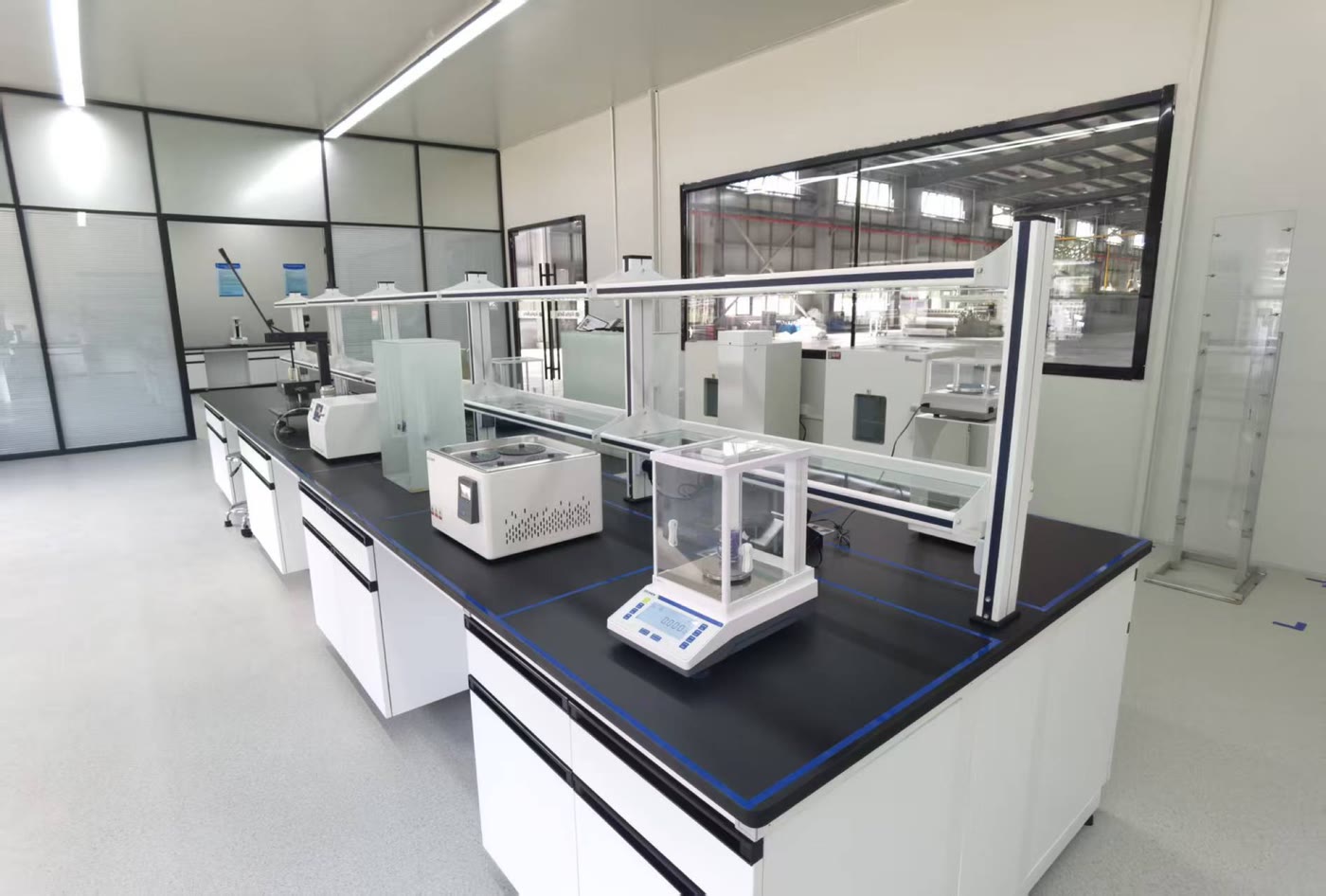 Testing bench in the Alpha Beta quality control laboratory