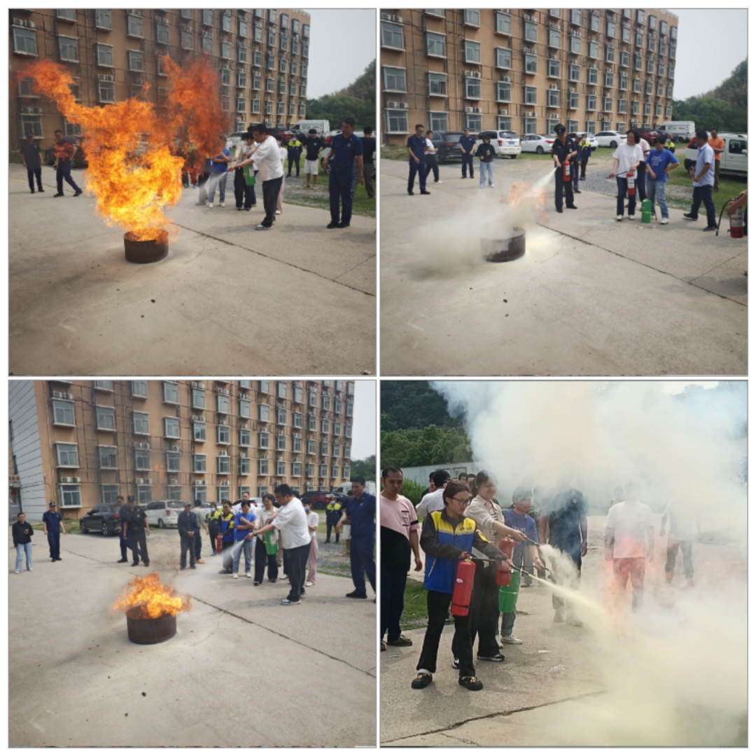 Employees practising with firefighting equipment 2